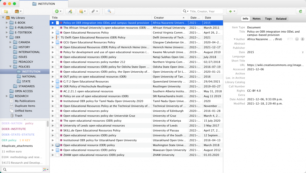 Zotero Bibliographic Management System Library