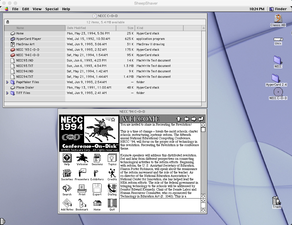 1994 NECC'94 Conference CD-ROM contents Screen Capture