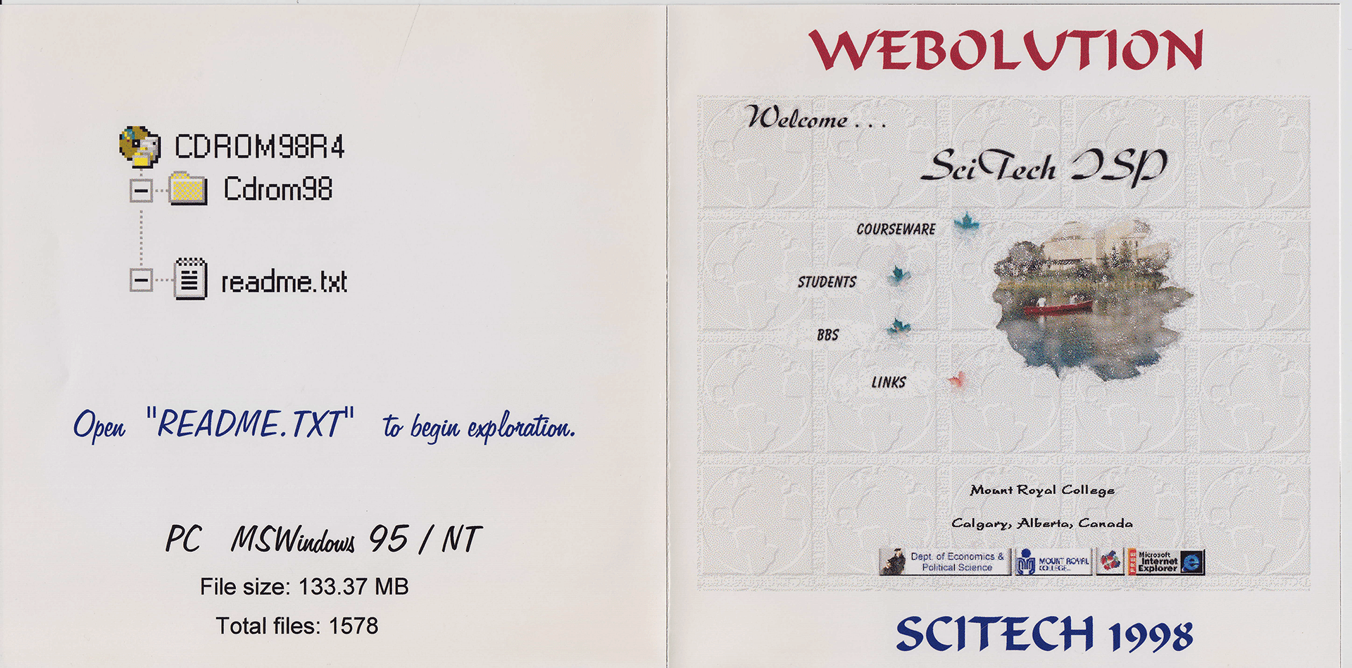 1998 CD-ROM Case Front Cover for SciTech ISP and INDECOL Webserver
