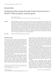 Facilitating help-seeking through student interactions in a WebCT online graduate study program