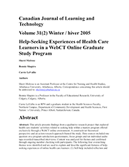 Help-Seeking Experiences of Health Care Learners in a WebCT Online Graduate Study Program