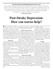 Post-stroke depression: How can nurses help?