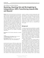 Resisting, Reaching Out and Re-imagining to Independence: LPN’s Transitioning towards BNs and Beyond